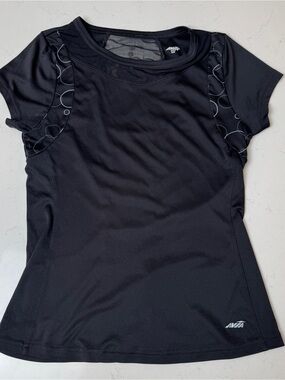 Avia Black Short-Sleeve Athletic Tee with Subtle Geometric Accent